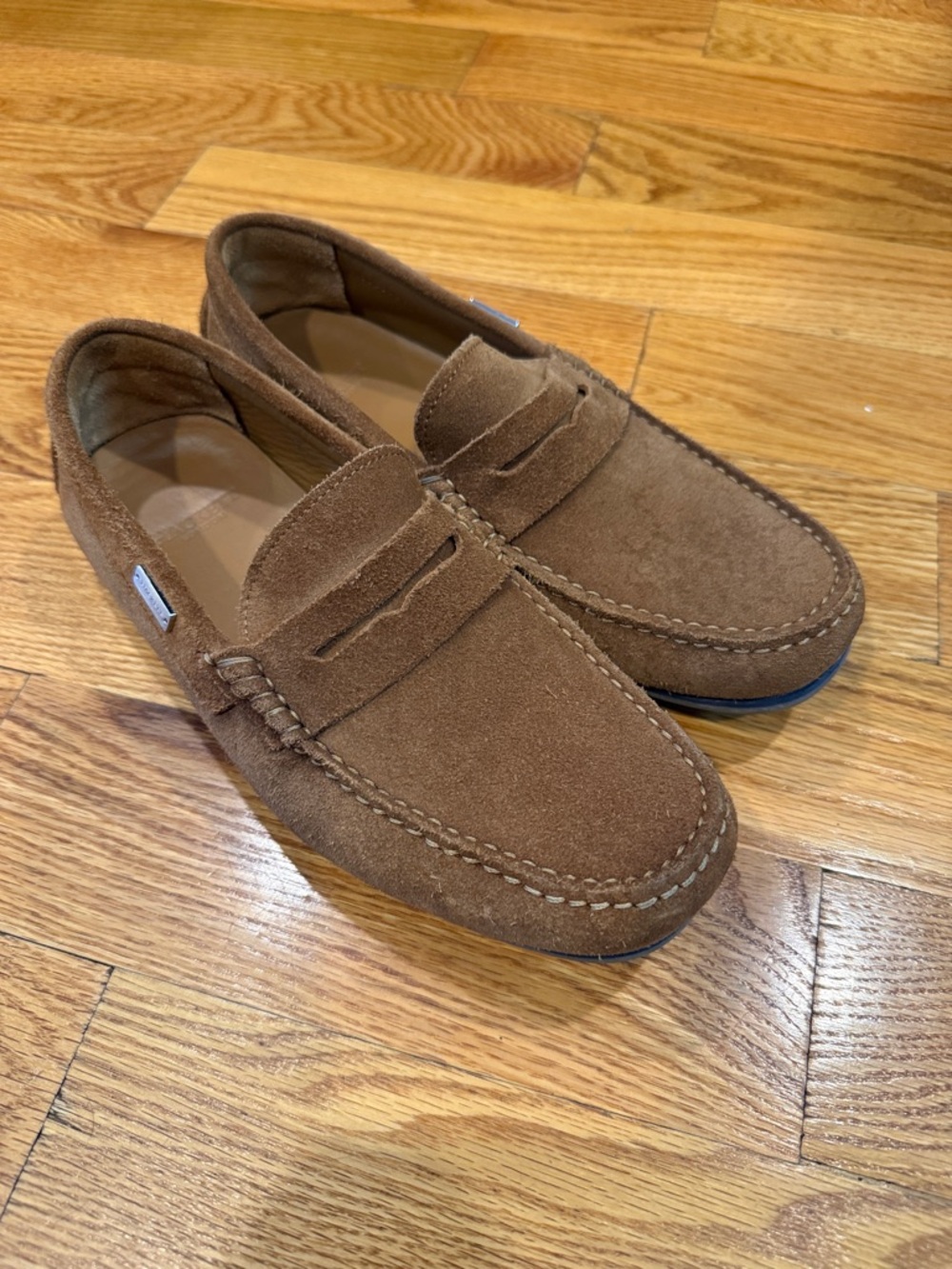Hackett Men's Suede Penny Loafers in Chestnut Brown